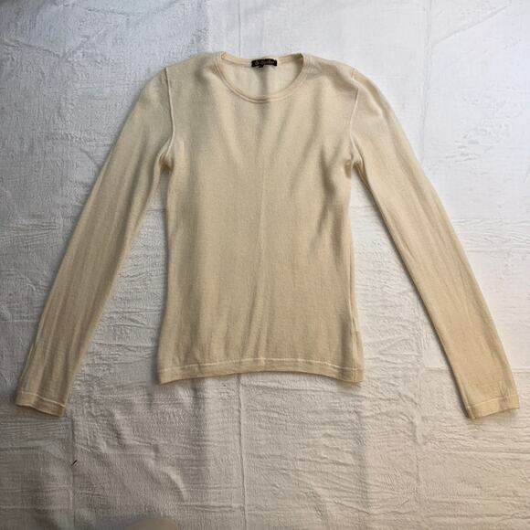 Loro Piana Fine Cashmere Long Sleeve Crewneck Tee Shirt Sweater Size 40 IT Cream - Picture 9 of 16